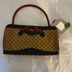 Exquisite J Polka Dot Handbag - Black, Red and Brown